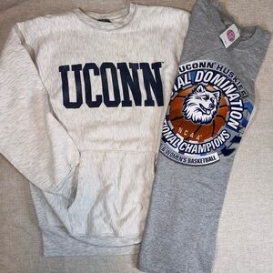 Vtg uconn huskies sweater & tee-M(21x26x23)